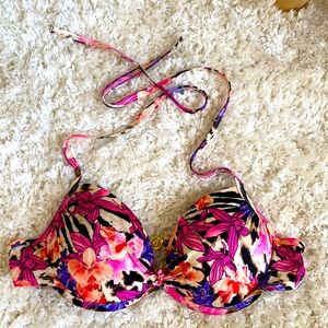 Nearly New Victoria’s Secret Pink Multicolor Bikini Top Sz 36B